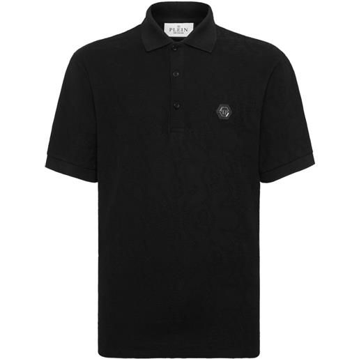 Philipp Plein polo jacquard con stemma - nero