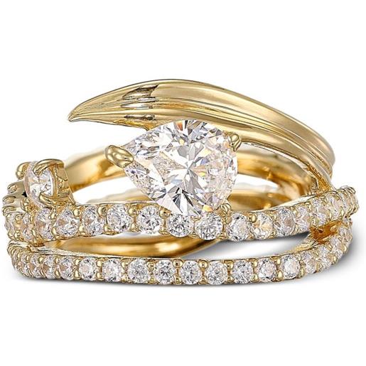 Anabela Chan anello blades of grass in oro giallo vermeil 18 carati con diamanti