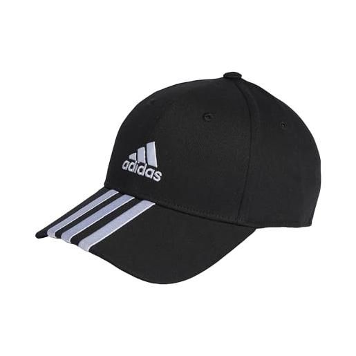 adidas 3-stripes cotton twill baseball cap cappellino, black/white, l unisex - adulto