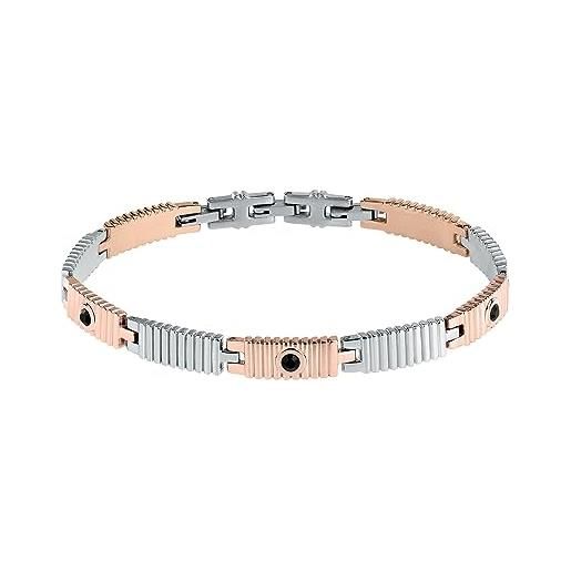 Morellato bracciale uomo in acciaio inossidabile, pietra pavè, ip oro rosa, collezione urban - sabh30