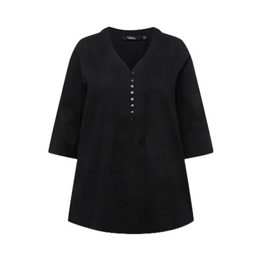 Ulla Popken tunica da donna, taglie forti, taglie forti, qualità bolle, maniche a 3/4 797450, nero, 56/58 it
