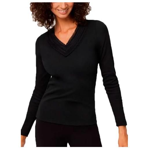 YSABEL MORA maglia termica donna cotone manica lunga comfort inverno, collo a v con pizzo, interno aterciopelato, abbigliamento caldo e adattabile per stile e qualità superiori