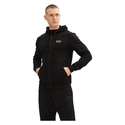 EA7 emporio armani felpa uomo con cappuccio logo series in cotone 7m000568af13512 8059659269544 - nero nero oro mc004