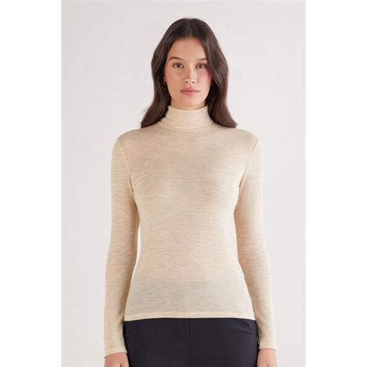 Intimissimi maglia manica lunga collo alto 100% lana merino beige