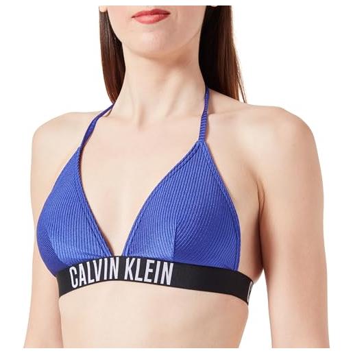 Calvin Klein top bikini donna triangel a costine, blu (midnight lagoon), m