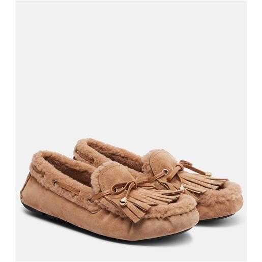 Jimmy Choo mocassini manon f in suede con shearling