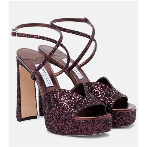 Jimmy Choo sandali karli 125 con plateau e glitter