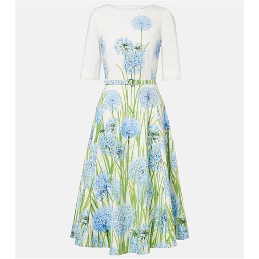 Oscar de la Renta abito midi in popeline di misto cotone con stampa floreale