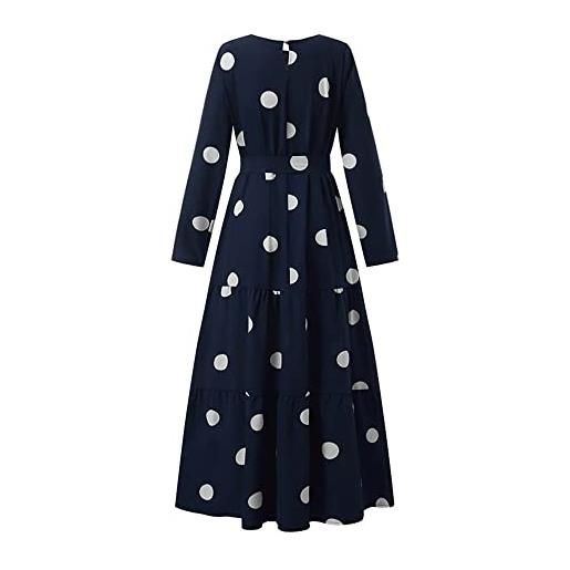 DOTBUY-SHOP muslim dress woman, abaya islamic donna maxi maniche lunghe girocollo kaftan plus size caftan dubai casual loose pois tinta unita