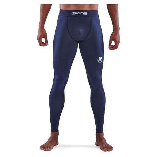 Skins serie 1 performance-collant a compressione pantaloni sportivi, blu mare, l uomo