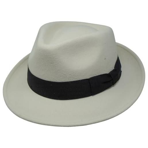 Borges & Scott - fedora di lana grezza - resistente all'acqua - cappello fedora in feltro stile trilby - 54cm