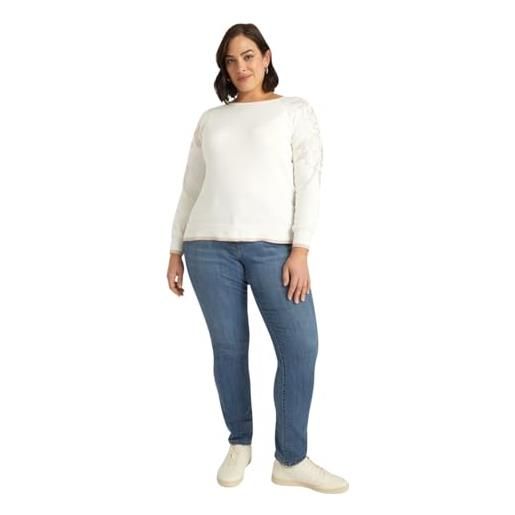 FIORELLA RUBINO: maglia con ricamo floreale curvy size bianco stagione primavera estate 2025. 