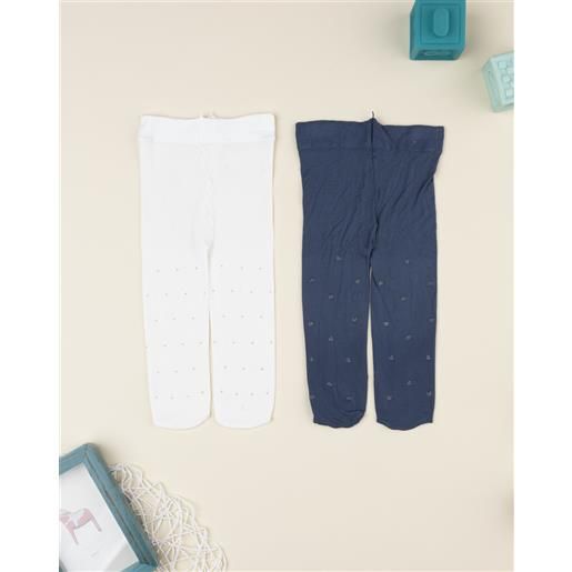 Prénatal pack 2 collant microfibra bimba blu/bianco