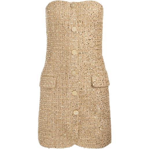 alice + olivia abito corto madison senza spalline - toni neutri