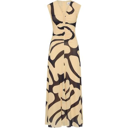 Rebecca Vallance abito midi con ruches - toni neutri