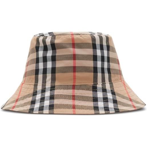 Burberry Kids cappello bucket a quadri - marrone