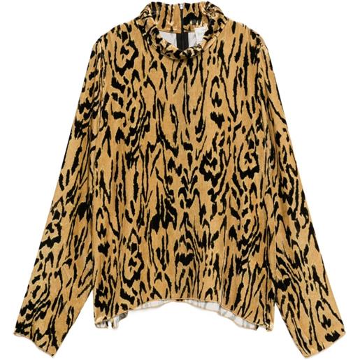 Forte Forte blusa con stampa animalier e collo rialzato - giallo