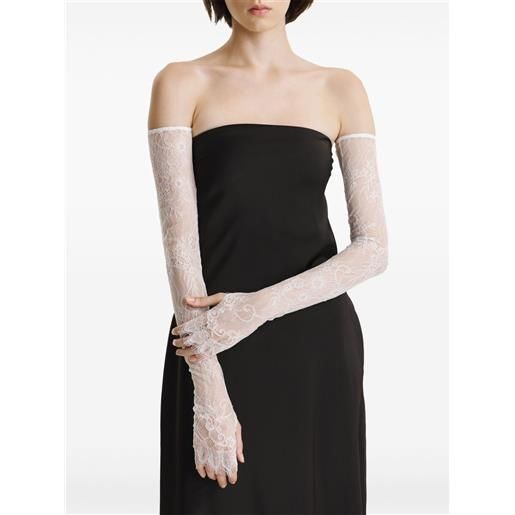 2310 STUDIO guanti in pizzo a fiori - bianco