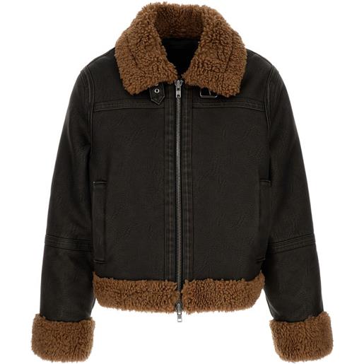 STAND STUDIO giacca in pelliccia sintetica con bordo in shearling - marrone