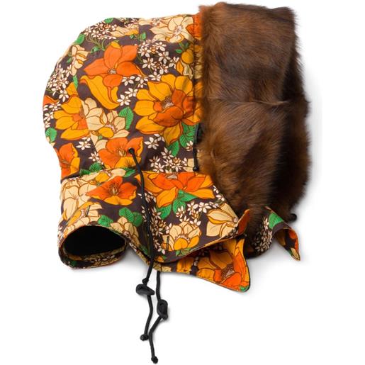 Prada cappuccio con bordo in shearling - marrone