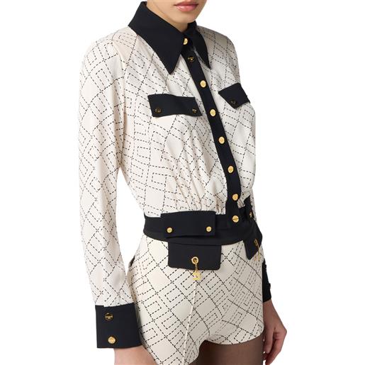 ELISABETTA FRANCHI camicia bi color in georgette - cas0156e2 - milk