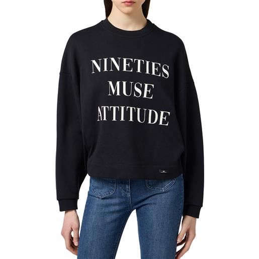 ELISABETTA FRANCHI felpa in cotone con stampa lettering - md01d56e2 - nero