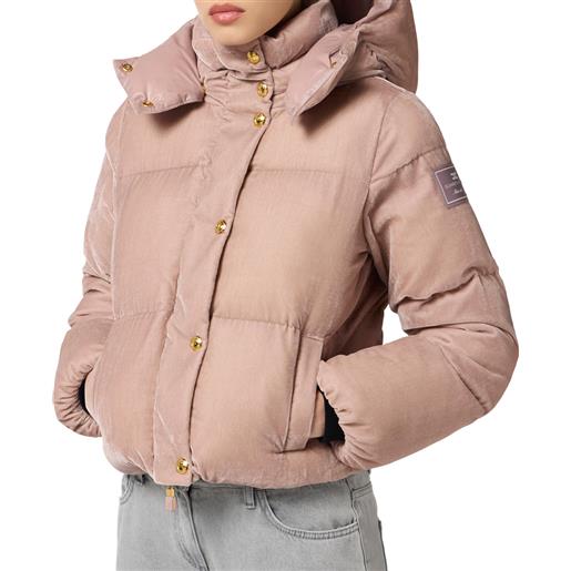 ELISABETTA FRANCHI piumino in velluto con cappuccio - pi82d56e2 - nero