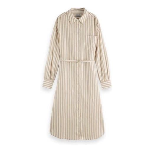 Scotch & Soda striped midi shirt dress abito casual, desert sand stripe with lurex, 44 donna