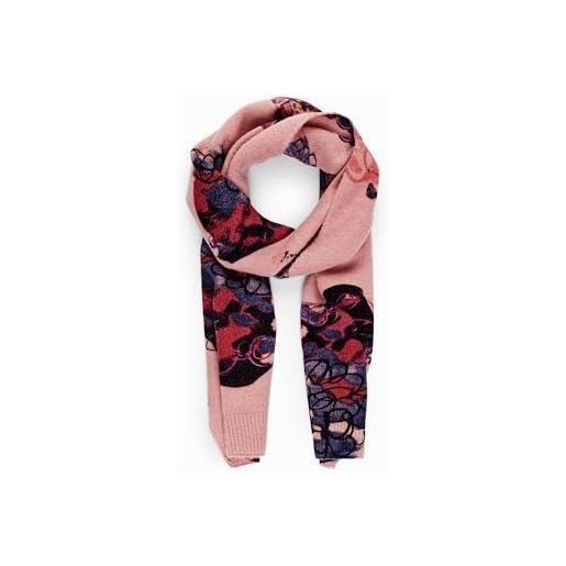 Desigual scarf_flower scrib, 3044 rosa glamour, u, rosso, taglia unica