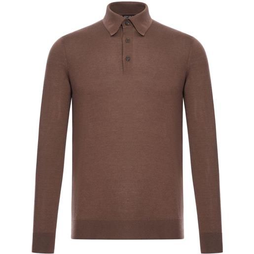 Zegna polo con bottoni - marrone