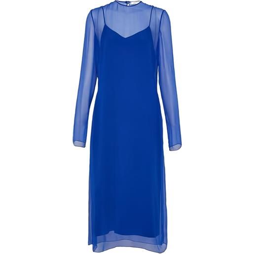 Ferragamo abito midi a maniche lunghe - blu