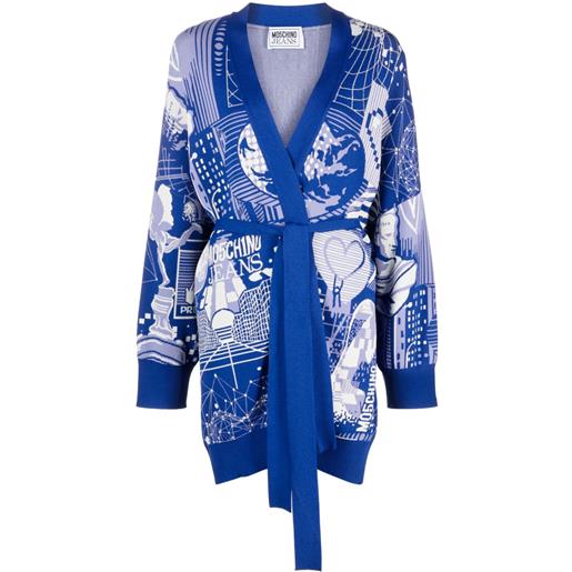 Moschino cardigan con stampa - blu