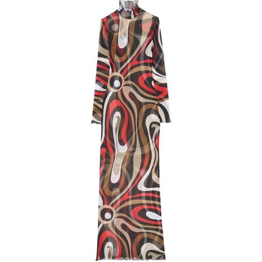 PUCCI abito lungo con stampa marmo - marrone