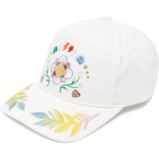 Casablanca cappello da baseball con ricamo corona d'alloro - bianco