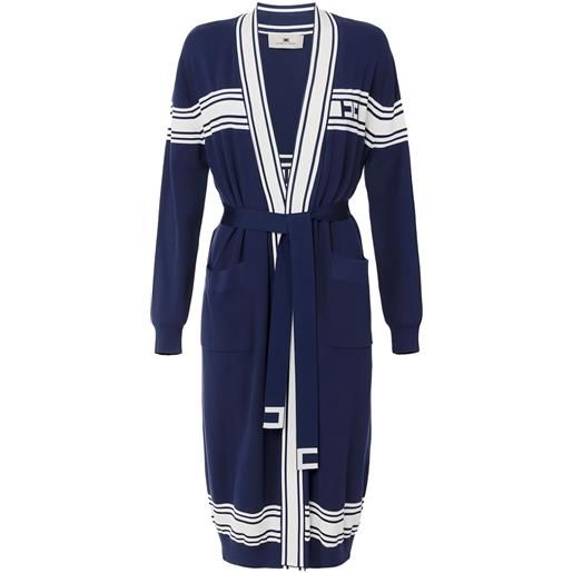 Elisabetta Franchi cardigan a righe con cintura - blu