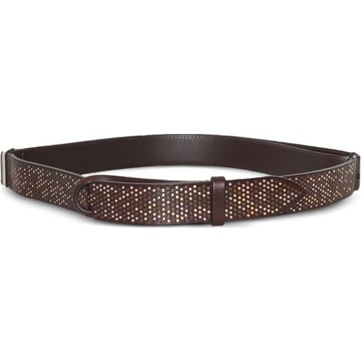 Orciani cintura in pelle con borchie - marrone