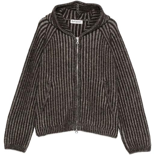 OUR LEGACY cardigan a righe con cappuccio - marrone