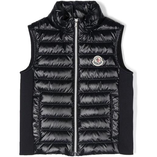 Moncler Enfant gilet imbottito con applicazione - blu