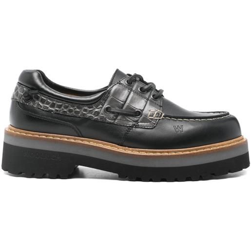 Woolrich stringate rock in pelle - nero