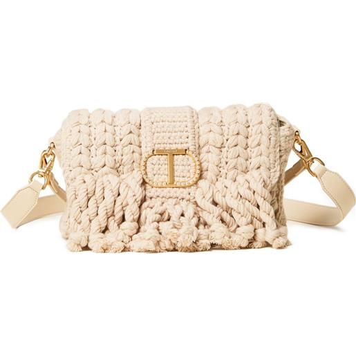 TWINSET borsa a tracolla con applicazione - toni neutri