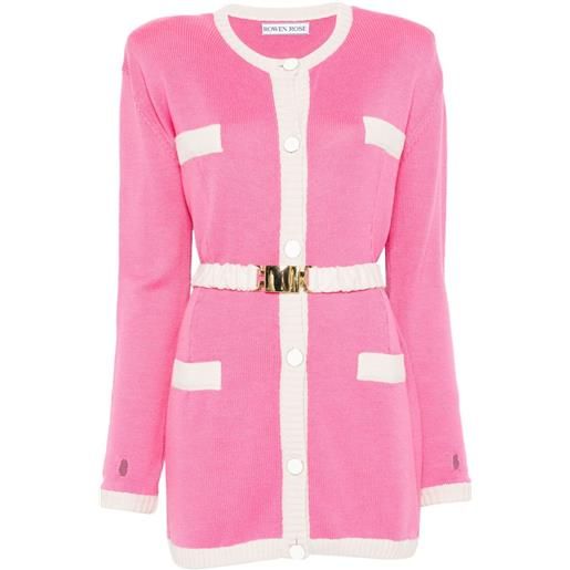 Rowen Rose cardigan bicolore con cintura - rosa
