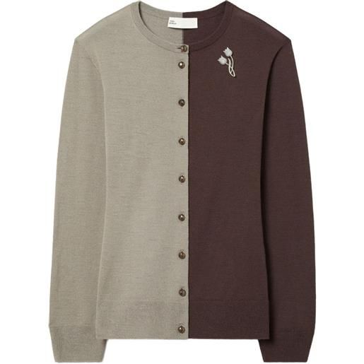 Tory Burch cardigan con design color-block - grigio
