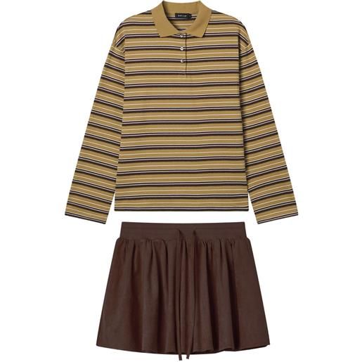 tout a coup set polo e minigonna a righe - toni neutri