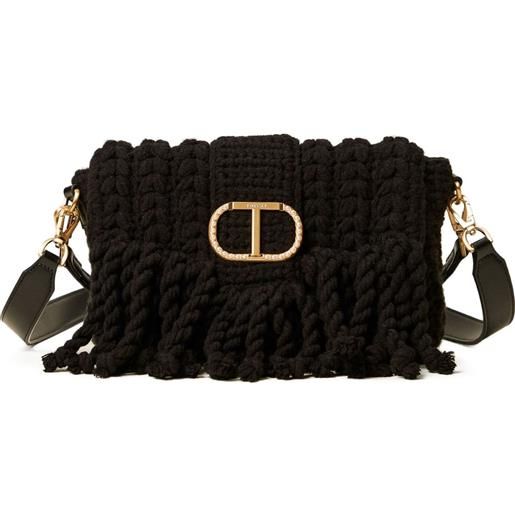 TWINSET borsa a tracolla con applicazione - nero