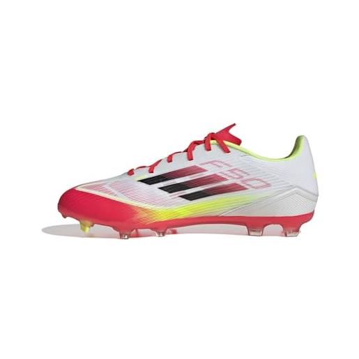 adidas f50 league football boots fg/mg, scarpe da calcio unisex-adulto, core black/iron met. /lucid red, 45 1/3 eu