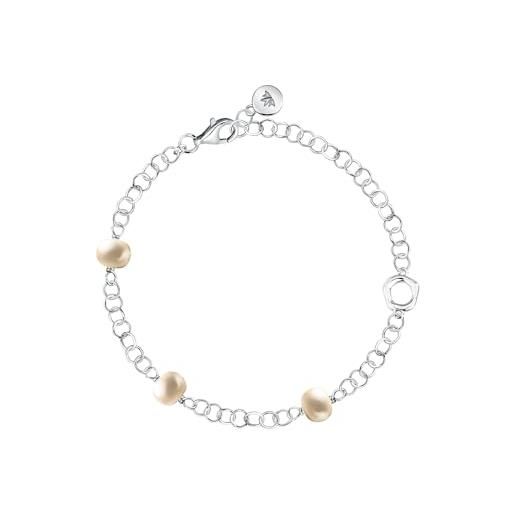 Morellato bracciale donna in argento 925% riciclato con perle, collezione perla, idee regalo mamma