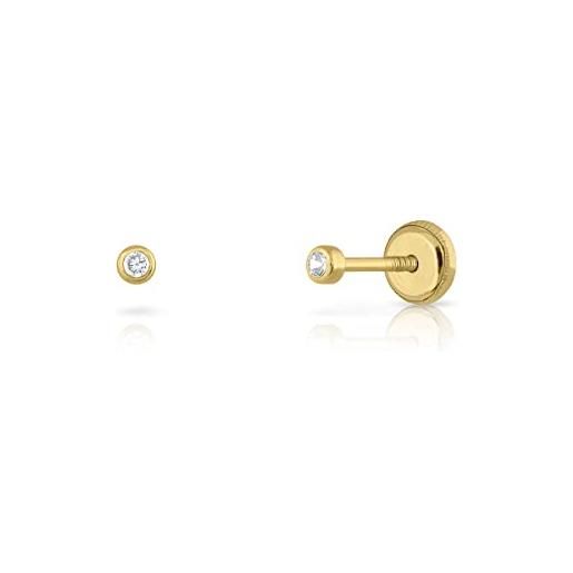 Orecchini Oro 9K Certificati A Forma Di Panda - Gioielli Per Bambine E Donne, Chiusura Di Sicurezza, 5x6 Mm