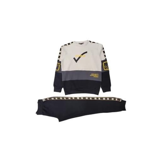 GIVOVA tuta con cerniera per ragazzo in felpa invernale in vari modelli, completo maschile sportivo adatto per la palestra calcio e tempo libero. (31t00012 beige, 8 anni)