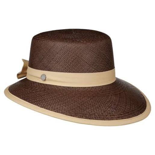LIERYS cappello panama a sporta vina brown donna - made in ecuador da sole con nastro grosgrain primavera/estate estate - m (57-58 cm) marrone scuro