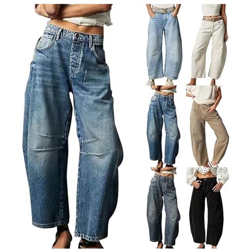 Générique jegging harem aderente jeans donna vita alta pantaloni elastici donna casual strappato gamba larghezza basic sfumato taglio denim shopping 2025 nuovi pantaloni versatili chic pants, blu scuro, xxxl